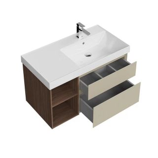 Тумба под раковину Kerama Marazzi Cubo CUB.90.2Rh\LIM.N правая 90 см лимо матовый/структурированный орех