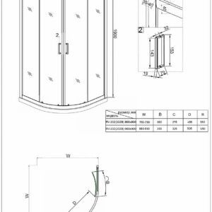Душевой уголок Veconi Rovigo RV-202G, 900x900x1900, брашированное золото прозрачное стекло