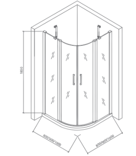 Душевой уголок Good Door Pandora R-80-T-CH стекло прозрачное с рисунком Тростник