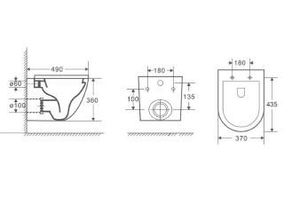 Унитаз подвесной DQ Matrix DT1396516 безободковый смыв торнадо белый