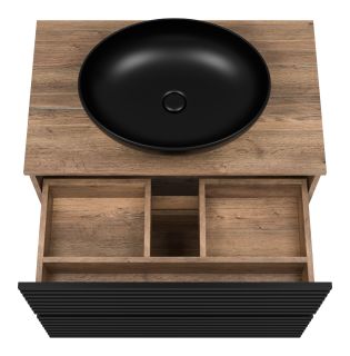 Напольная тумба под раковину Brevita Dakota DAK-07080-19/02-2Я 80см дуб Галифакс олово/чёрный