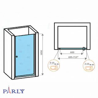 Душевая дверь в нишу PARLY DE70 (70x185)