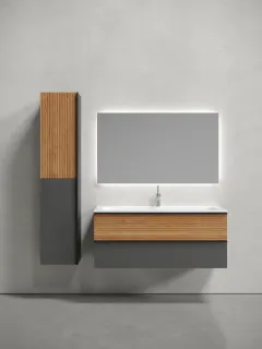 Подвесная тумба под раковину Sancos Delta DL120GR 120см дуб красный/графит