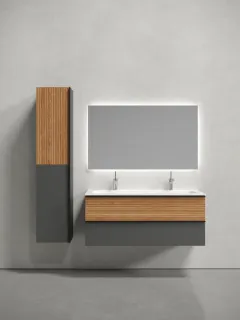 Подвесная тумба под раковину Sancos Delta DL120GR 120см дуб красный/графит