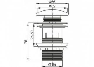 Донный клапан с системой "Клик-клак" с переливом,  белая керамическая крышка, хром/белый Cezares CZR-SAT7-Bi