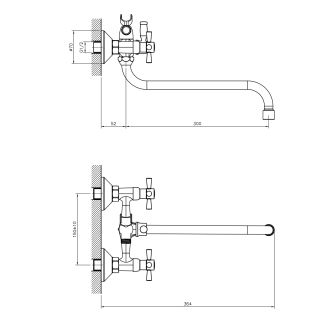 Смеситель для ванны Decoroom с ручным душем хром/белый DR51045-White