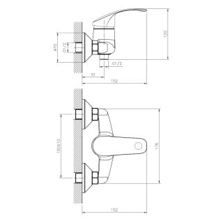 Смеситель для душа Decoroom с лейкой хром DR71055