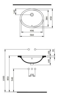 Раковина Berges Ego 181007 56см белый