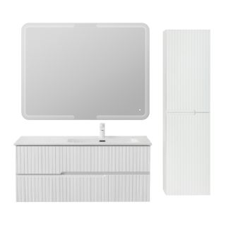 База под раковину Cezares подвесная с двумя выкатными ящиками, правосторонняя, Bianco Lucido, 1200x457x500, DUET-N-1200-2C-SO-BL-R