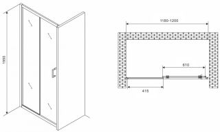 Душевая дверь ABBER Schwarzer Diamant 120см чёрный AG30120B5