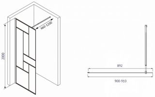 Душевая перегородка ABBER Immer Offen 90см чёрный AG63090B