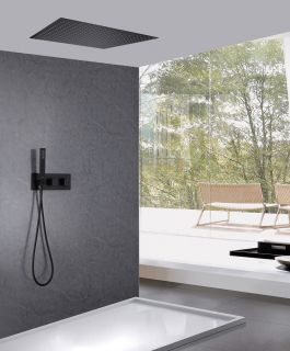 Душевая система ABBER Daheim AF8255B с термостатом чёрный матовый