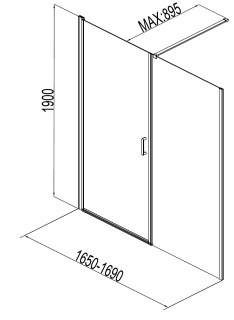 Душевая дверь Aquanet Cinetic AE12-N-90H190U-CT + AE12-F-80H190U-CT 254241 170 см стекло прозрачное профиль хром
