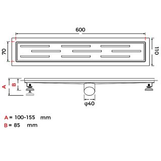 Душевой лоток Gappo G86007-1 60 см сатин