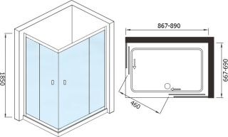 Душевой угол weltwasser СЕРИЯ WW200 Арт. 200QS22-9070 Размер 900х700х1850 мм
