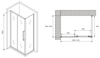 Душевой уголок ABBER Schwarzer Diamant AG30110MH-S100M 110x100см хром