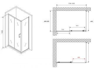 Душевой уголок ABBER Schwarzer Diamant AG301205-S505 120x50см хром