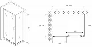 Душевой уголок ABBER Schwarzer Diamant AG301305-S805 130x80см хром