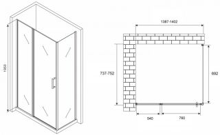 Душевой уголок ABBER Sonnenstrand AG04140S-S75 140x75см хром