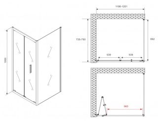 Душевой уголок ABBER Sonnenstrand AG07120B-S75B 120x75см чёрный