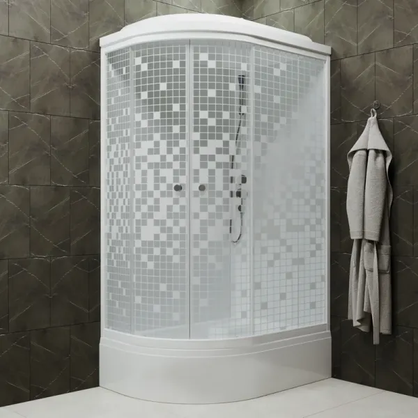 Душевая кабина Triton Коралл Щ0000038533 правая 120x80 см профиль белый стекло мозаика