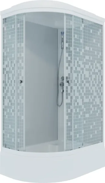 Душевая кабина Triton Коралл Щ0000038533 правая 120x80 см профиль белый стекло мозаика