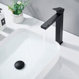 Донный клапан для раковины с переливом Knotlor BM9011BL, черный