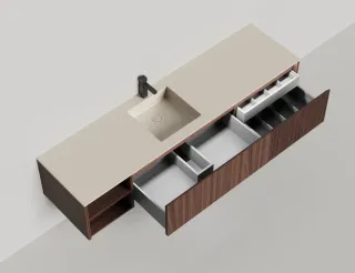 Подвесная тумба Salini Domino 27D220AIN 200см шпон с открытой полкой под встраиваемую раковину