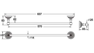 Полотенцедержатель Rose RG1417Q 64см бронза