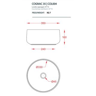 Раковина ArtCeram Cognac COL004 05 00 белая 35 см