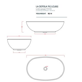 Раковина ArtCeram LA CIOTOLA LCL002 01 00 белая 70 см