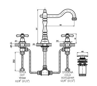 Смеситель для раковины Rav Slezak Morava retro MK332.5Z золото
