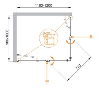 Душевой уголок CEZARES ELENA-W-AH-2-120/100-C-Cr