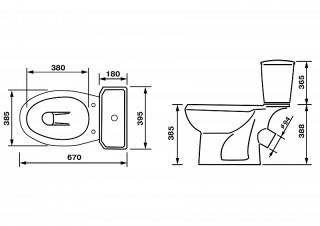 Унитаз-компакт Оскольская керамика Элисса Стандарт белый 43301130202  без микролифта