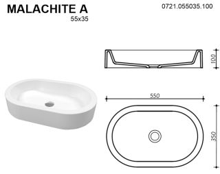 Раковина Whitecross Malachite A 0721.055035.100 55см белый глянец