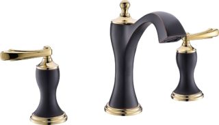 Смеситель для раковины Timo Unari 7511/04F 3-х секционный чёрный/золото