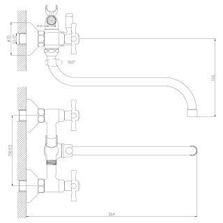 Смеситель для ванны Decoroom с ручным душем хром/белый DR46045-White