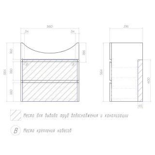 Тумба под раковину подвесная Vigo Wing tp.WIN.BAL.60.2Y 60 см дуб золотой