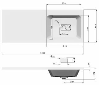 Раковина над стиральной машиной Madera Kamilla ФЦ-00001870 правая чаша 120см белый