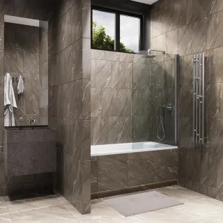 Шторка на ванну на монопетле by Deonria C-140-70-6-T-HM 70см хром матовый/прозрачный