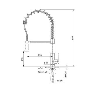 Смеситель для кухни Wonzon & Woghand WW-422903-CR с выдвижным изливом хром