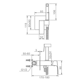 Гигиенический душ со смесителем Raglo R01.52 хром