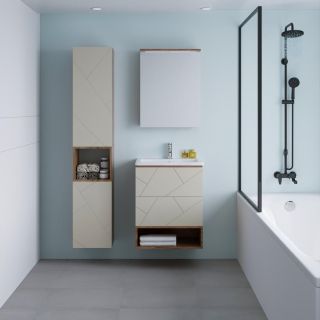 Зеркальный шкаф с подсветкой Бриклаер Кристалл 4627125417191 56 см дуб крафт табачный