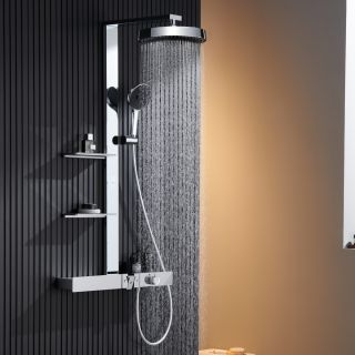 Душевая стойка Black&White Gravity 9005C с термостатом хром