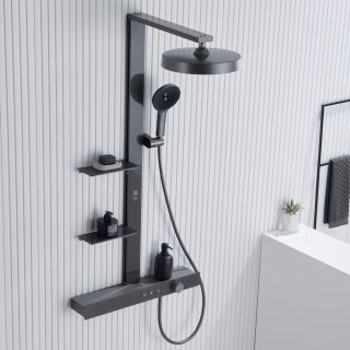 Душевая стойка Black&White Gravity 9005GM с термостатом оружейная сталь