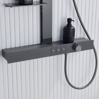 Душевая стойка Black&White Gravity 9005GM с термостатом оружейная сталь