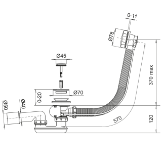 Слив-перелив WHITECROSS SPWC60GL 60 см золото