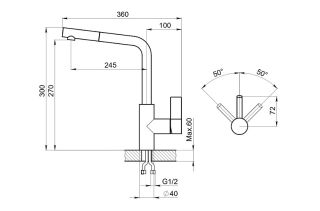 Смеситель для кухни Granula 2502, ПИРИТ бежевый