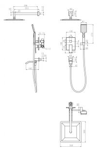 Душевая система Grocenberg GB5007 Черный матовый