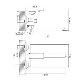 Смеситель для ванны Prohanss P62.22.03 золотой сатин